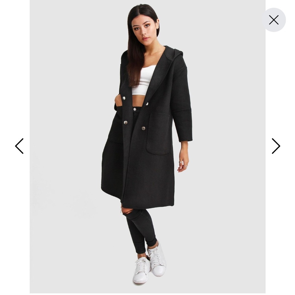 NWT Belle & Bloom Walk This Way Wool Blend Oversized Coat - Black